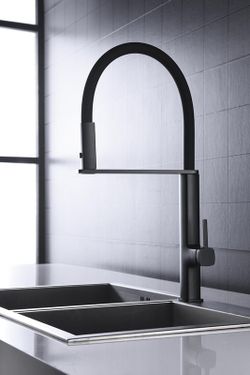 Grifería de cocina caño alto extraible Menorca negro Ref.GCE019/NG Imex