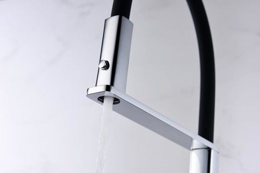 Grifería de cocina caño alto extraíble Menorca acabado cromado-negro Ref.GCE019 Imex