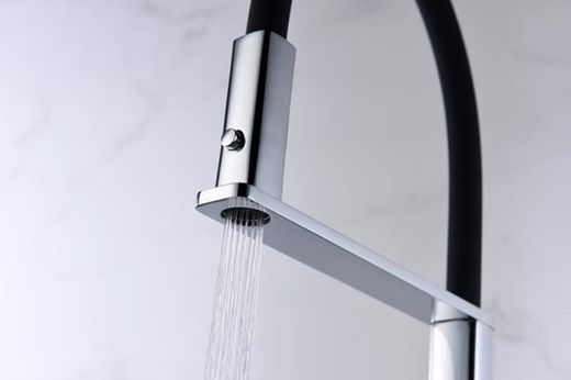 Grifería de cocina caño alto extraíble Menorca acabado cromado-negro Ref.GCE019 Imex