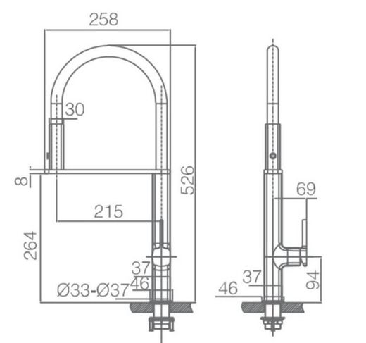 Rubinetto da cucina Menorca cromato opaco Ref.GCE019 / NG Imex