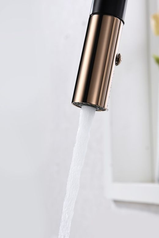 Grifo cocina extraible Samoa negro oro rosa Ref.GCE017/NOR Imex