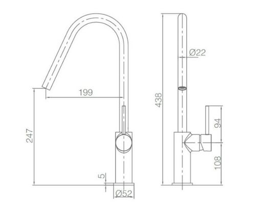 Grifo monomando cocina Kenia cromado Ref GCE020 Imex