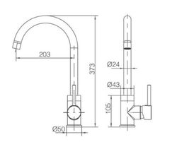 Keukenkraan Lyon Mat zwart Ref GCE002 / NG Imex