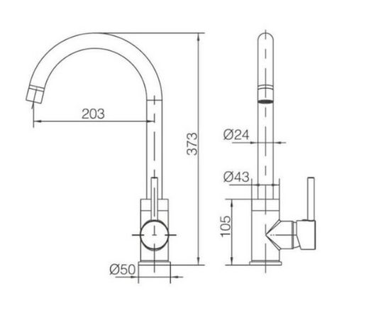 Keukenkraan Lyon Mat zwart Ref GCE002 / NG Imex