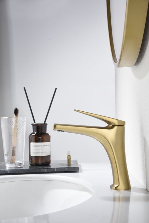 Grifo de lavabo monomando Delos Oro cepillado BDD055-1OC Imex