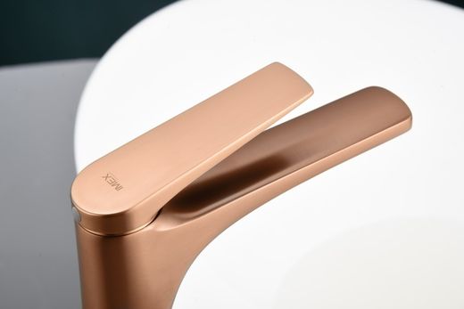 Delos Bateria umywalkowa z pojedynczym uchwytem, ​​szczotkowane różowe złoto BDD055-1ORC Imex