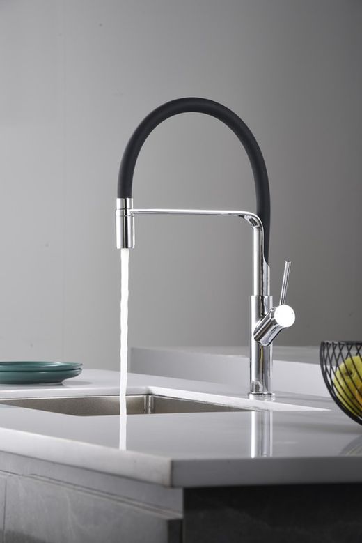 Bateria zlewozmywakowa Sena czarna + chrom z elastyczną obrotową wylewką Nr ref.