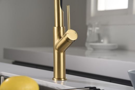 Robinet lavabo Sena noir + or brossé avec bec flexible orientable Réf.GCE022/OC Imex