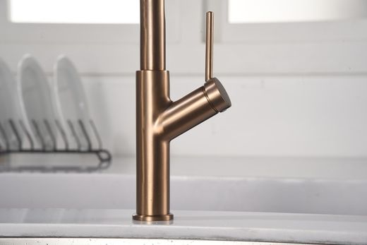 Grifo fregadero Sena negro + oro rosa con caño giratorio flexible Ref. GCE022/ORC Imex