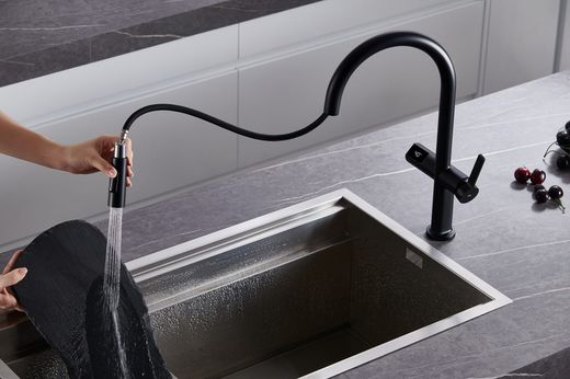 Robinet d'évier Turin noir avec bec extractible Réf.GCE021/NG Imex