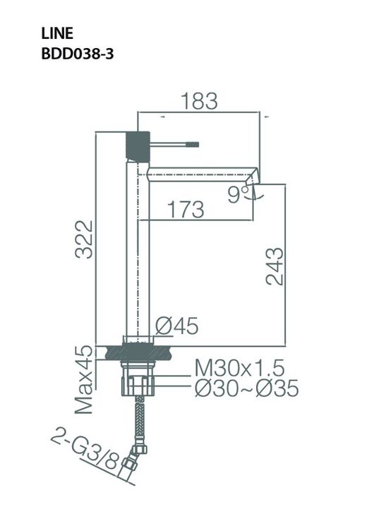 Wastafelkraan Alto Line Mat grijs-champagne Imex