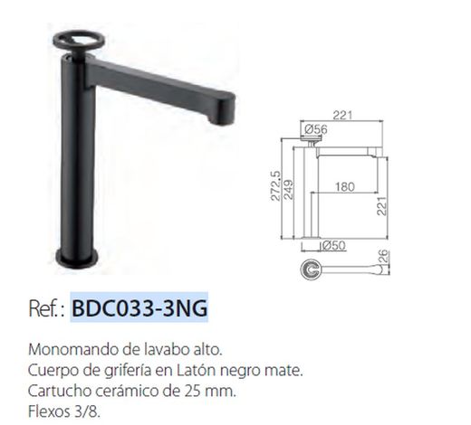 Imex Alto Olimpo svart handfat