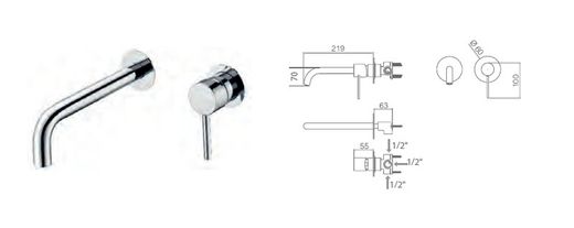 Grifo lavabo empotrado Etna blanco GLTO23/BL Imex