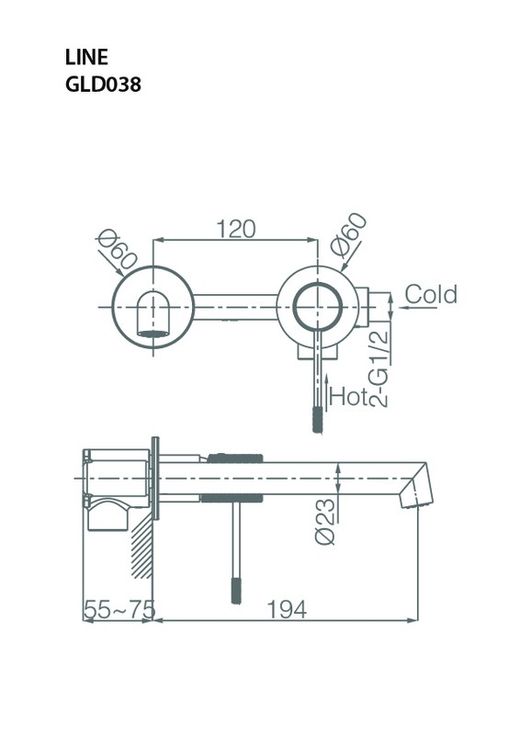 Grifo lavabo empotrado Line Cromo GLD038 Imex