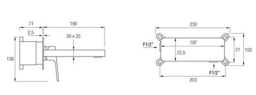 Nepal krom inbyggd handfat. Aquassent