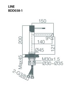 Grifo Lavabo Line Cromo BDD038-1 Imex