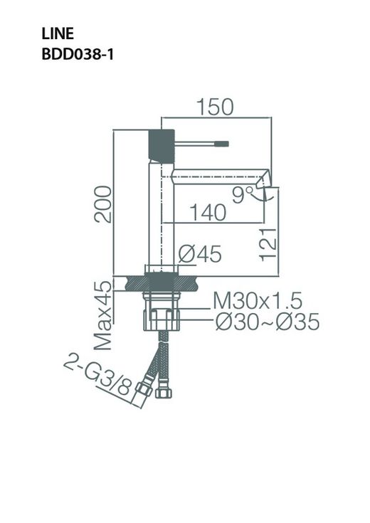 Grifo Lavabo Line Cromo BDD038-1 Imex