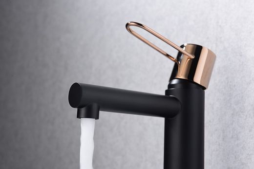 Grifo lavabo Milos negro oro rosa BDY027-1NOR Imex
