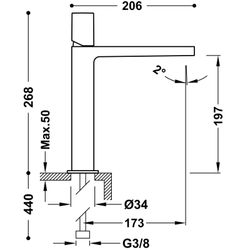 Βρύση με ψηλό μίξερ για νιπτήρα Project TRES