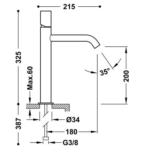 Miscelatore alto per lavabo Studio esclusivo TRES