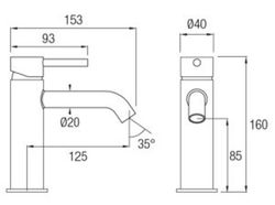 Grifo lavabo caño alto Like oro-titaneo Aquassent