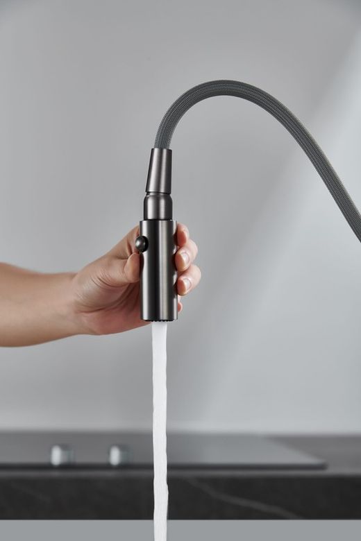 Mitigeur Niza Noir Gun Metal bec haut extractible Réf.GCE027/BGM Imex