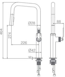 Aixeta monocomandament Niça crom broc alt extraïble Ref. GCE027 Imex