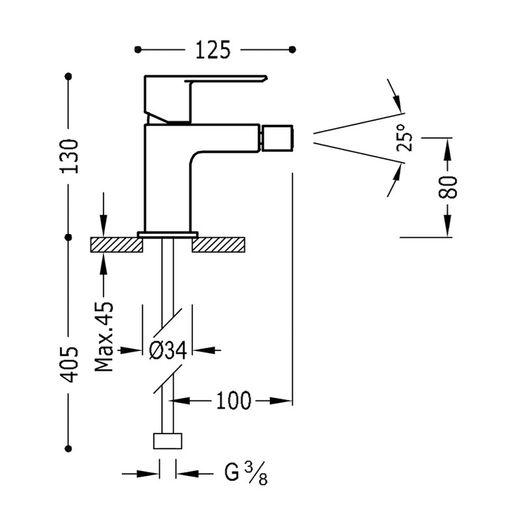 Blandare för bidé Loft färger TRES