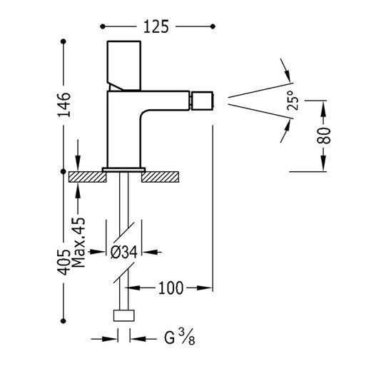 Blandare för bidé Loft färger TRES