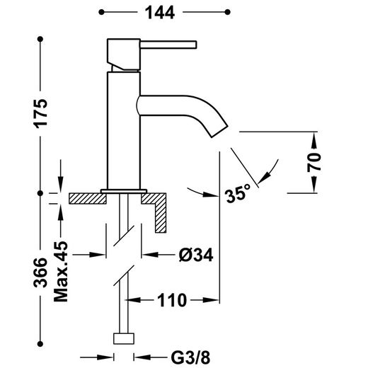 Einhand-Waschtischmischer Study exclusive TRES