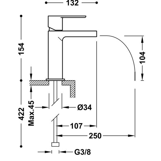 Βρύση μίξερ λεκάνης TRES χρώματα σοφίτας