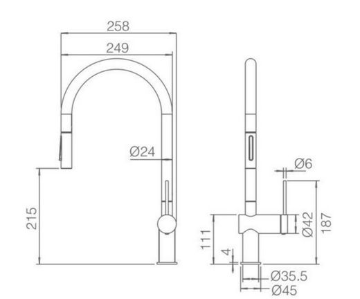 Rubinetto cucina con bocca estraibile Berna cromato Rif. GCE026 Imex