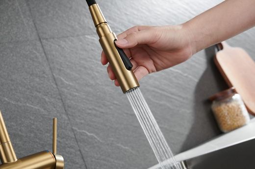 Wyciągana bateria kuchenna Berna szczotkowane złoto Nr ref. GCE026/OC Imex