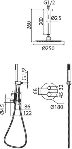 Piemonte Borstad guld termostatisk dolt duschset GTP059/OC Imex