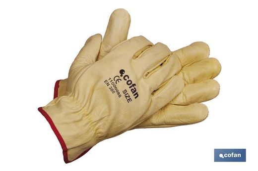 Gants en cuir de vache jaune T-7