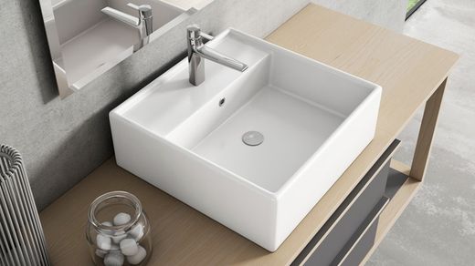 Ceramic counter top washbasin Mod.Concept 40.5x40.5x13 cm. Visobath