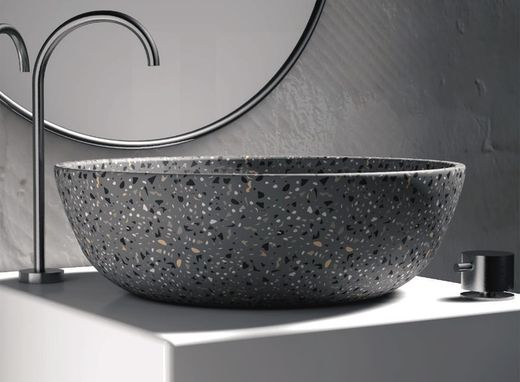 Pia decorativa Terrazzo cinza 40Øx14 cm