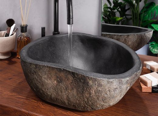 Akutan stenen wastafel 45-50Øx15 cm