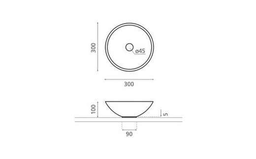 Lavabo Polaris 300x100 mm The Bathco