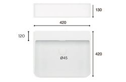 Eume Porcelain Washbasin 42x42x13 cm