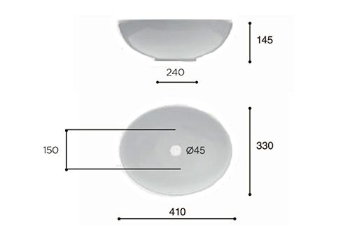 Lavabo Porcelana Oval 41x30x14,5 cm