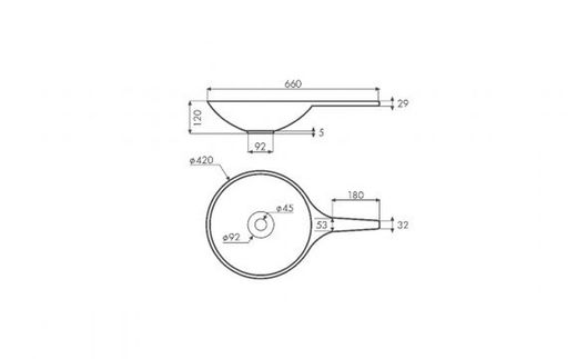 Bacia Saja 660x420x120 mm The Bathco