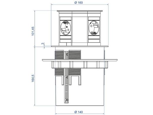 Lift socket outlet aluminum finish