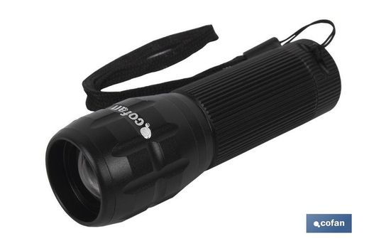 Lampe de poche à LED en alun. Led "Zoom" 120Lm Ø3 X12 Cm