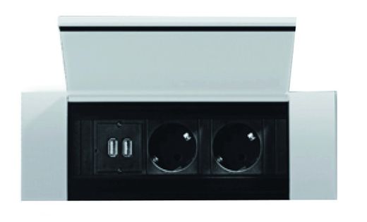 tomada de rede porta mágica + acabamento em alumínio USB