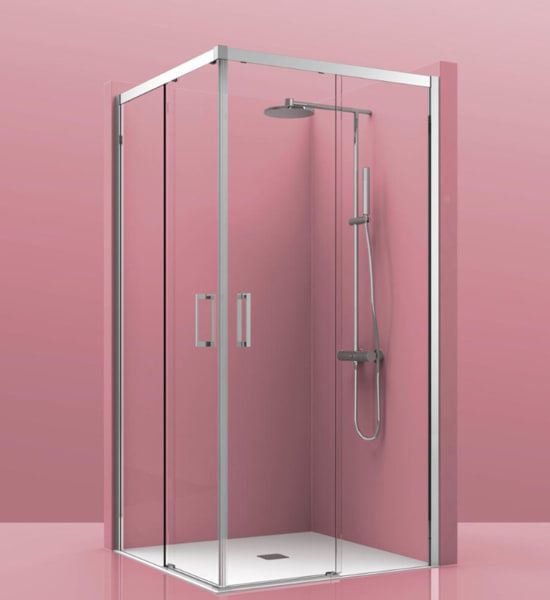 Mampara de ducha angular corredera Magna 300 2 fijos + 2 puertas Castel