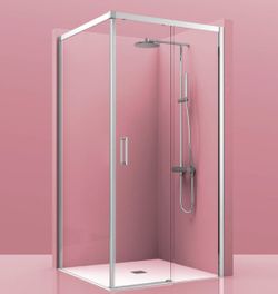 Mampara de ducha angular corredera Magna 400 2 fijos + 1 puerta Castel