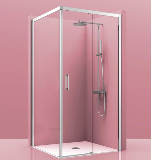 Mampara de ducha angular corredera Magna 400 2 fijos + 1 puerta Castel