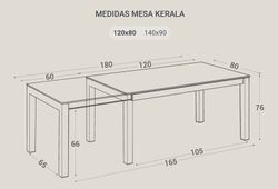 Table extensible Kerala 140x80 toast/béton Cancio