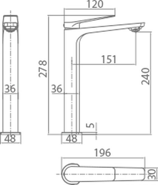 Naples hoge wastafelmengkraan geborsteld goud BDN047-3OC Imex